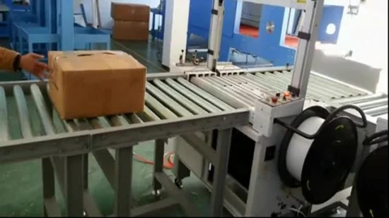 Full Automatic Powerful Roller Conveying Cartons Case Box Strapping Machine
